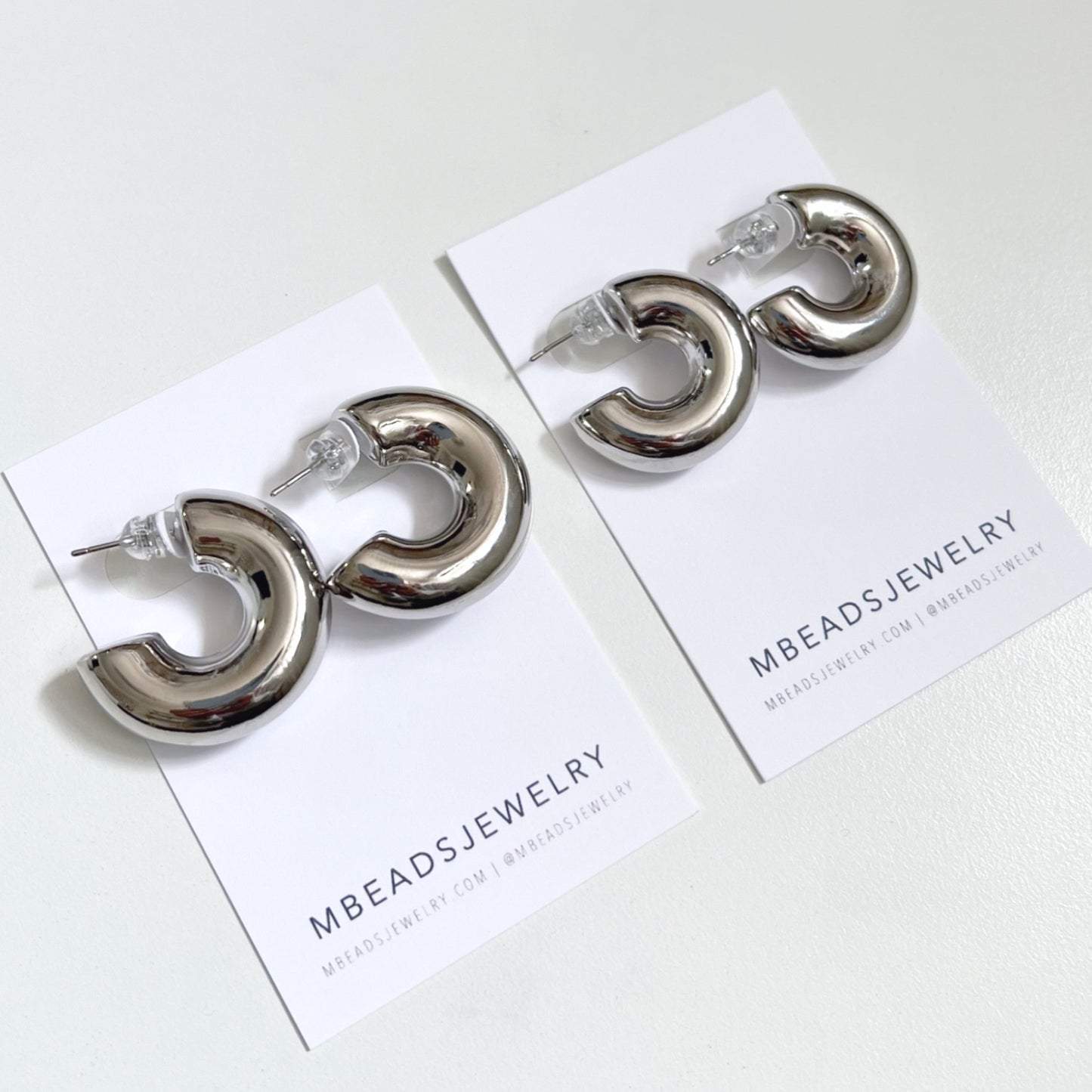 Chunky Tube Hoops - Silver