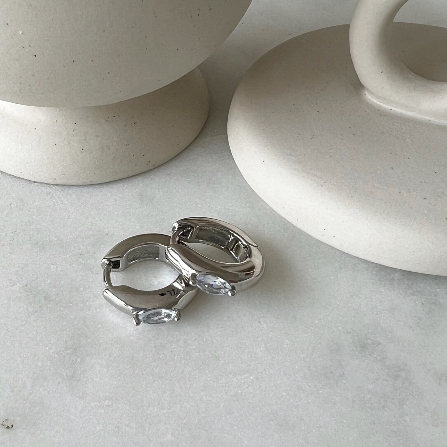 Marquise Hoops - Silver