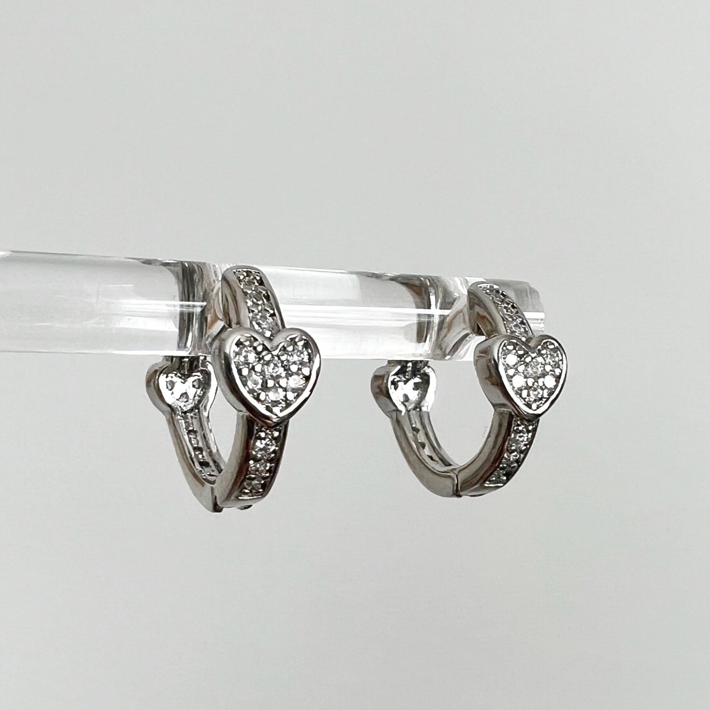 Mini Heart Hoops - Silver