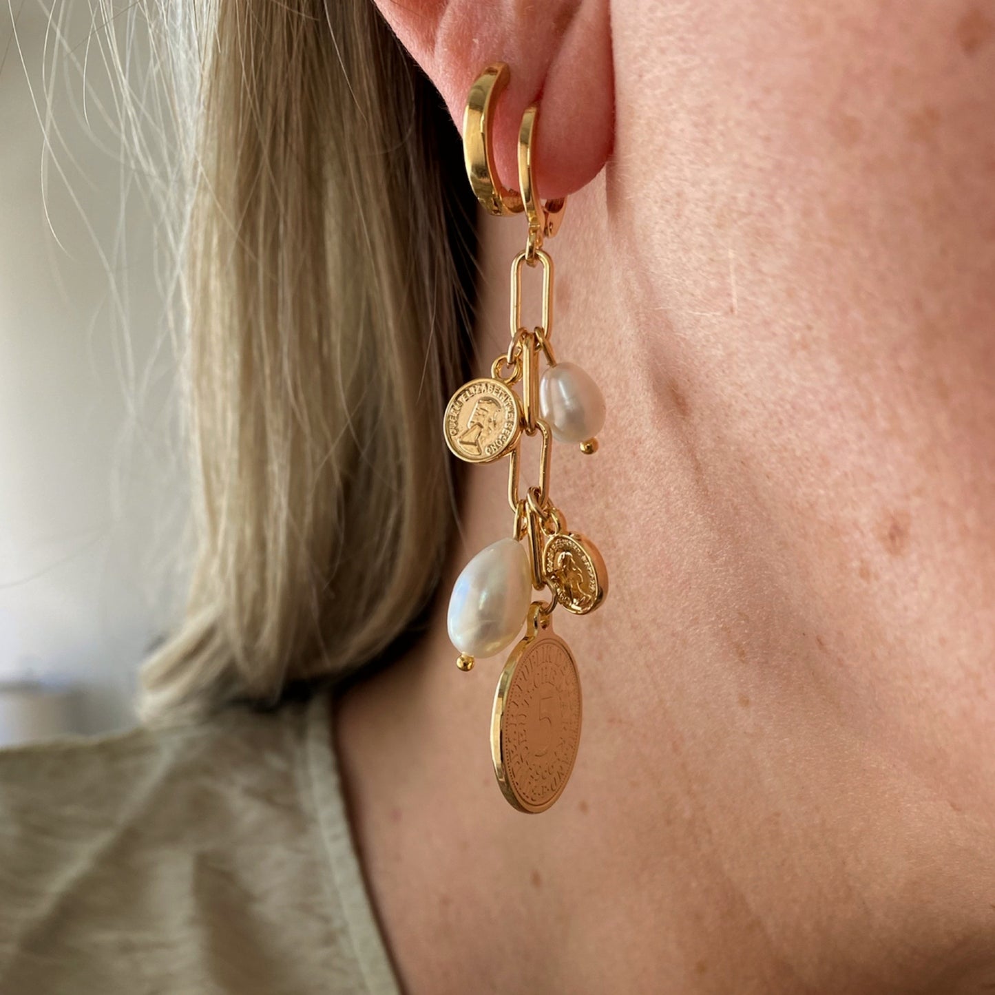 Triple Coin Earrings