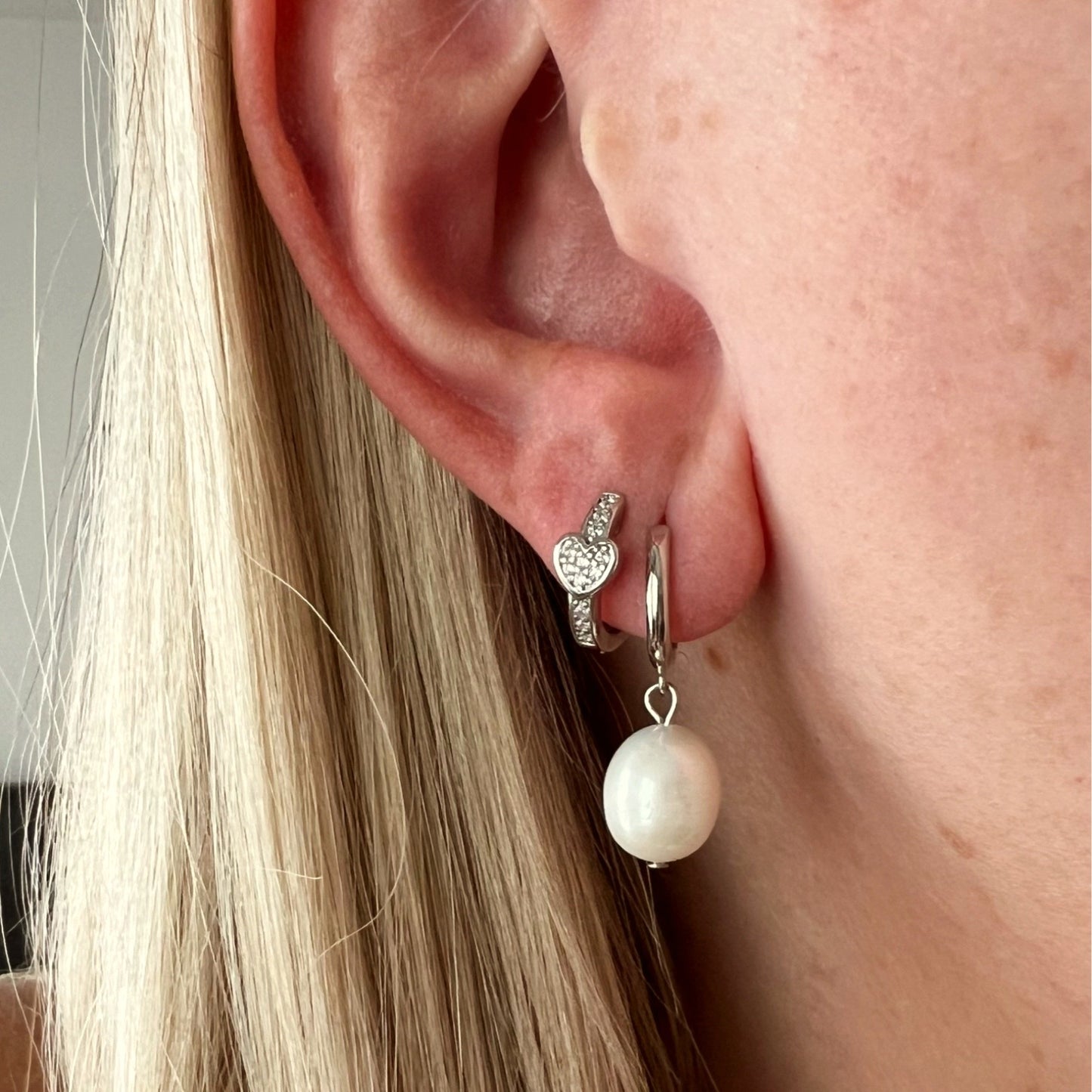 Mini Heart Hoops - Silver
