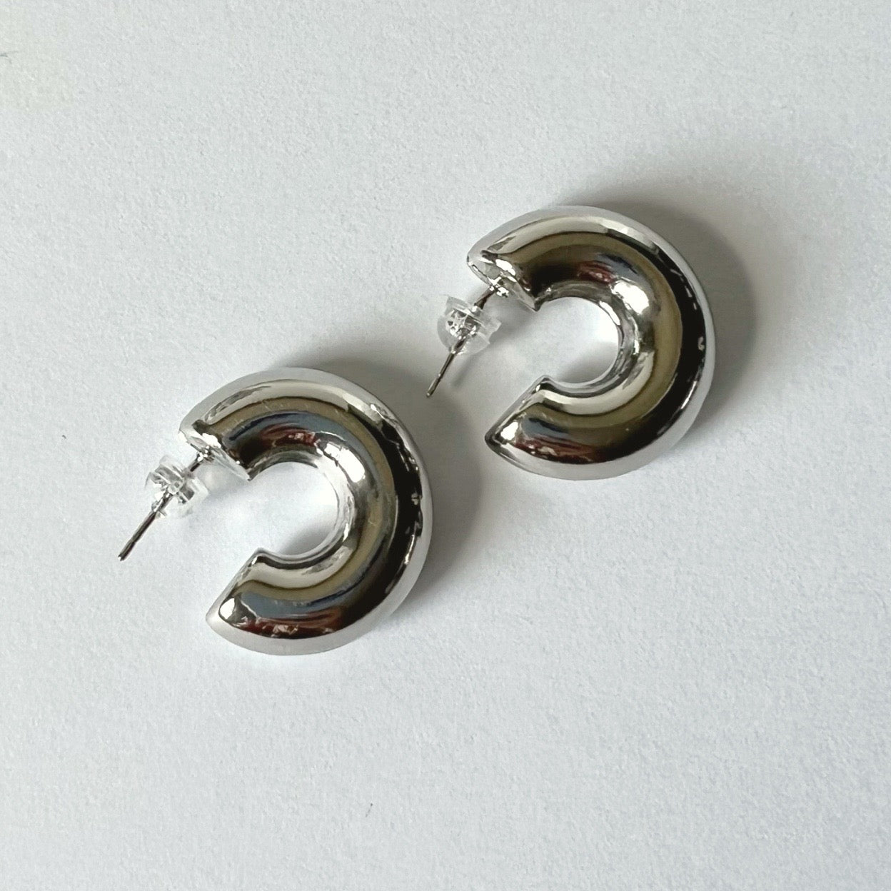 Chunky Tube Hoops - Silver