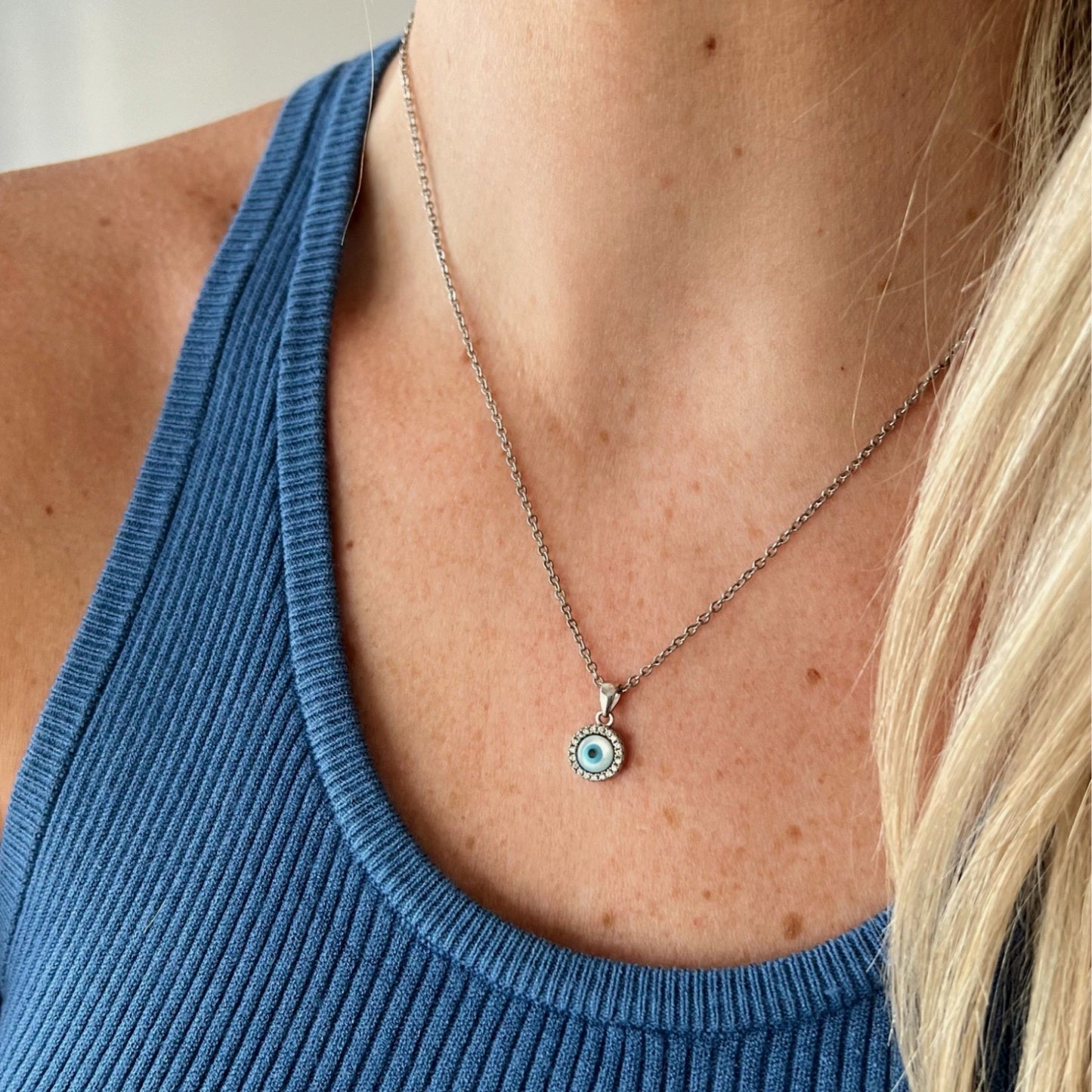 Mini Evil Eye Necklace - Silver