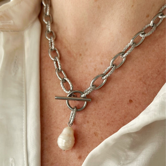 Chunky Pearl Necklace - Silver