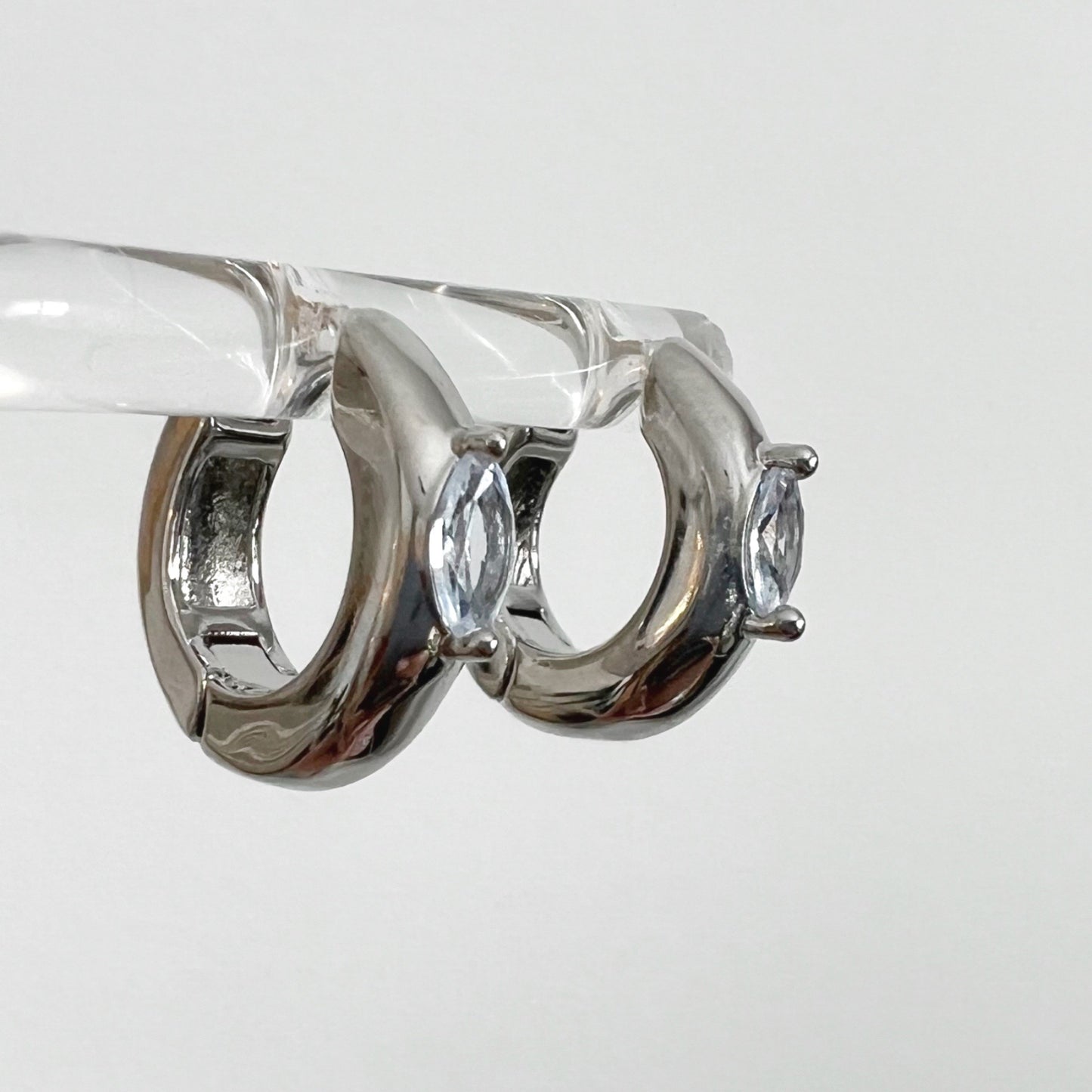 Marquise Hoops - Silver