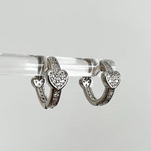 Load image into Gallery viewer, Mini Heart Hoops - Silver