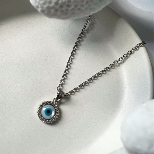 Mini Evil Eye Necklace - Silver