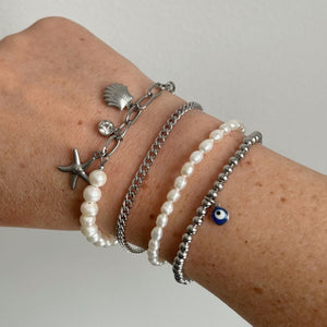 Simple Pearls Bracelet - Silver